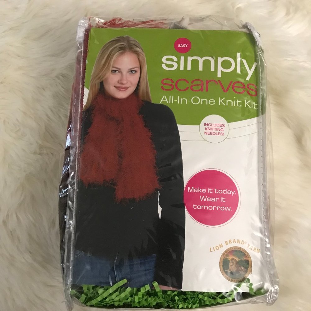 Knit scarf kit - Learn to knit - needles & yarn included